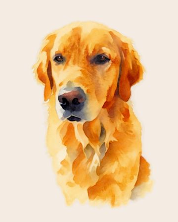 Example watercolor portrait of a dog